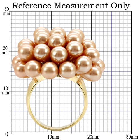 1W050 - Gold Brass Ring with Synthetic Pearl in Champagne