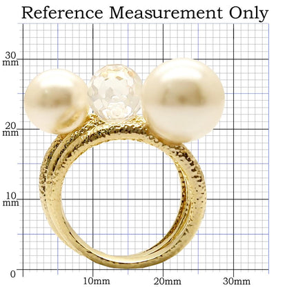 1W054 - Gold Brass Ring with Synthetic Pearl in Citrine Yellow