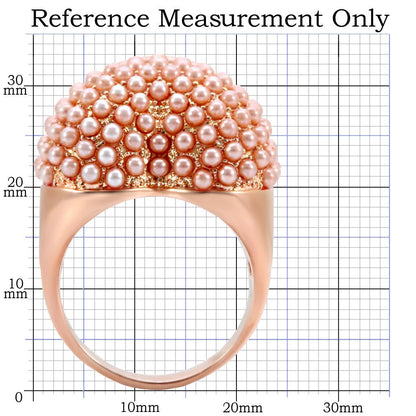 1W059 - Rose Gold Brass Ring with Synthetic Pearl in Rose