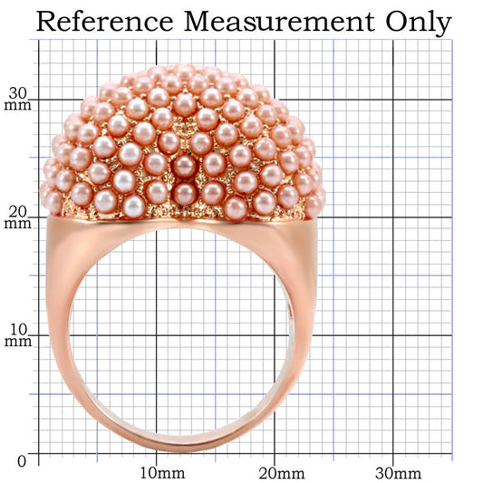 1W059 - Rose Gold Brass Ring with Synthetic Pearl in Rose