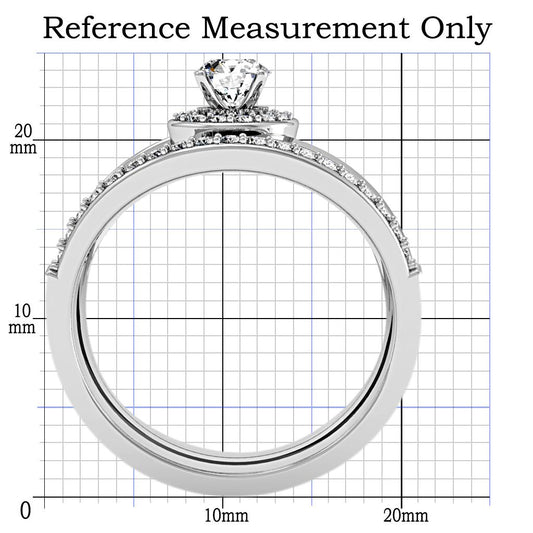 1W164 - Rhodium Brass Ring with AAA Grade CZ  in Clear