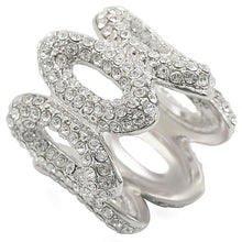 1W032 - Rhodium Brass Ring with Top Grade Crystal  in Clear