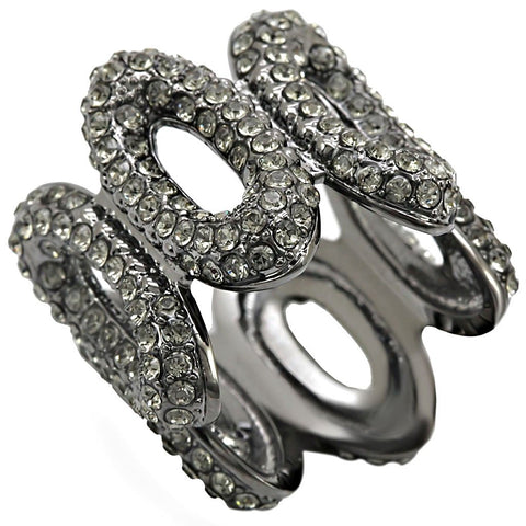 1W033 - Ruthenium Brass Ring with Top Grade Crystal  in Black Diamond