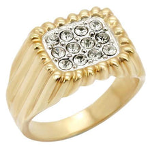 2W039 - Gold+Rhodium Brass Ring with Top Grade Crystal  in Clear