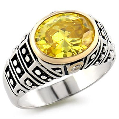 31419 - Reverse Two-Tone 925 Sterling Silver Ring with AAA Grade CZ  in Topaz