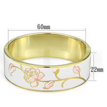 3W1017 - Gold White Metal Bangle with Epoxy  in White