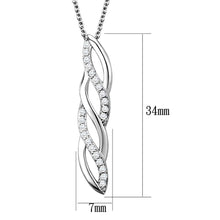 3W1020 - Rhodium Brass Chain Pendant with AAA Grade CZ  in Clear