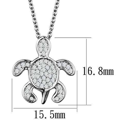 3W1025 - Rhodium Brass Chain Pendant with AAA Grade CZ  in Clear