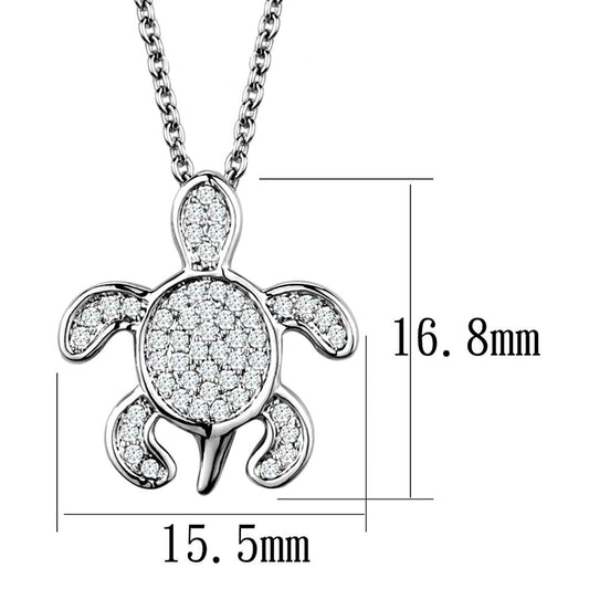 3W1025 - Rhodium Brass Chain Pendant with AAA Grade CZ  in Clear