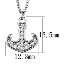 3W1035 - Rhodium Brass Chain Pendant with AAA Grade CZ  in Clear