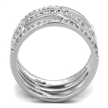 3W1070 - Rhodium Brass Ring with AAA Grade CZ  in Clear