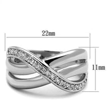 3W1071 - Rhodium Brass Ring with AAA Grade CZ  in Clear