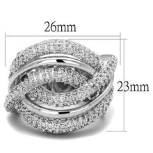 3W1081 - Rhodium Brass Ring with AAA Grade CZ  in Clear