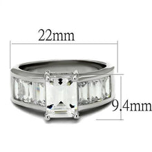 3W1086 - Rhodium Brass Ring with AAA Grade CZ  in Clear