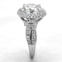 3W1087 - Rhodium Brass Ring with AAA Grade CZ  in Clear