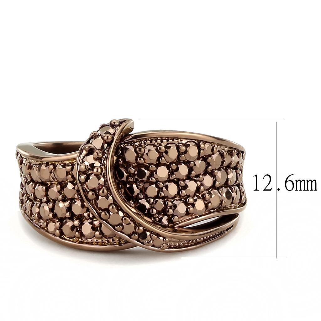 3W1099 - IP Coffee light Brass Ring with AAA Grade CZ  in Light Coffee