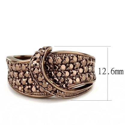 3W1099 - IP Coffee light Brass Ring with AAA Grade CZ  in Light Coffee