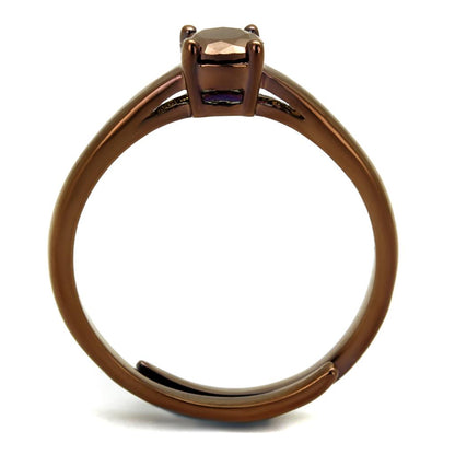 3W1147 - IP Coffee light Brass Ring with AAA Grade CZ  in Light Coffee