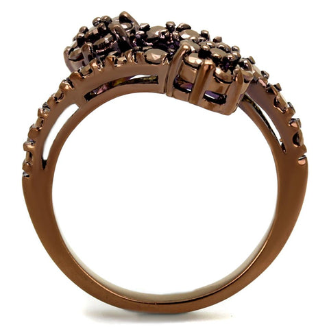 3W1158 - IP Coffee light Brass Ring with AAA Grade CZ  in Light Coffee