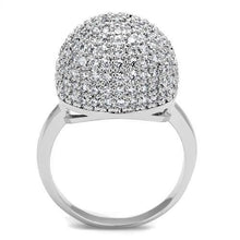 3W1213 - Rhodium Brass Ring with AAA Grade CZ  in Clear