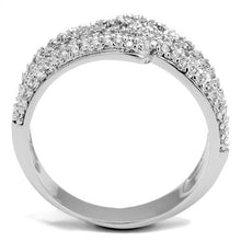 3W1214 - Rhodium Brass Ring with AAA Grade CZ  in Clear