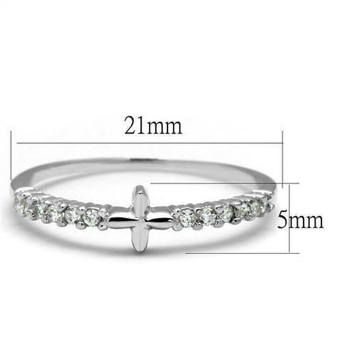 3W1227 - Rhodium Brass Ring with AAA Grade CZ  in Clear