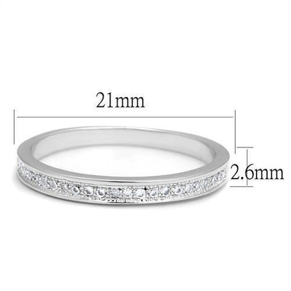 3W1234 - Rhodium Brass Ring with AAA Grade CZ  in Clear