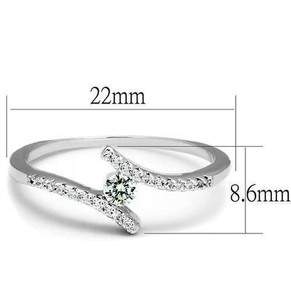 3W1237 - Rhodium Brass Ring with AAA Grade CZ  in Clear