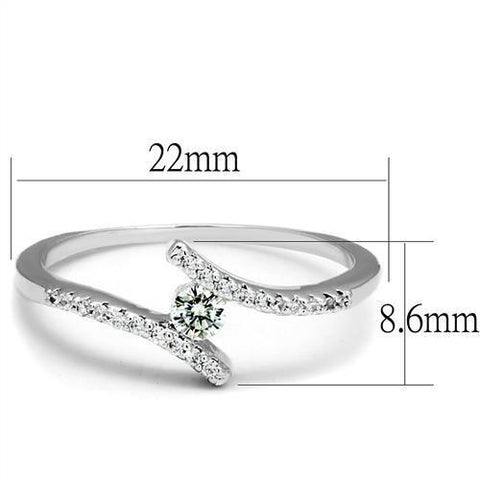 3W1237 - Rhodium Brass Ring with AAA Grade CZ  in Clear