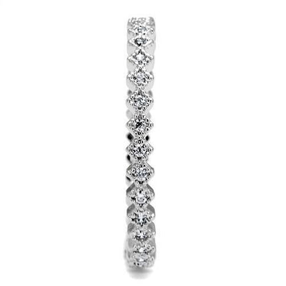 3W1238 - Rhodium Brass Ring with AAA Grade CZ  in Clear