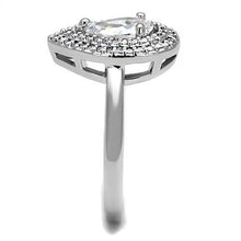 3W1242 - Rhodium Brass Ring with AAA Grade CZ  in Clear