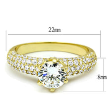 3W1255 - Gold Brass Ring with AAA Grade CZ  in Clear