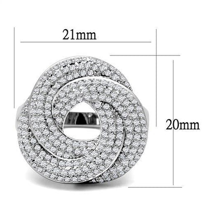 3W1319 - Rhodium Brass Ring with AAA Grade CZ  in Clear