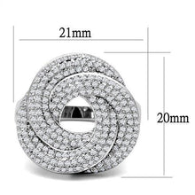 3W1319 - Rhodium Brass Ring with AAA Grade CZ  in Clear