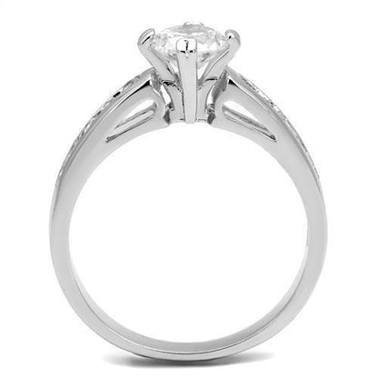 3W1340 - Rhodium Brass Ring with AAA Grade CZ  in Clear