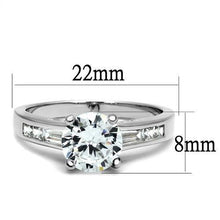 3W1341 - Rhodium Brass Ring with AAA Grade CZ  in Clear