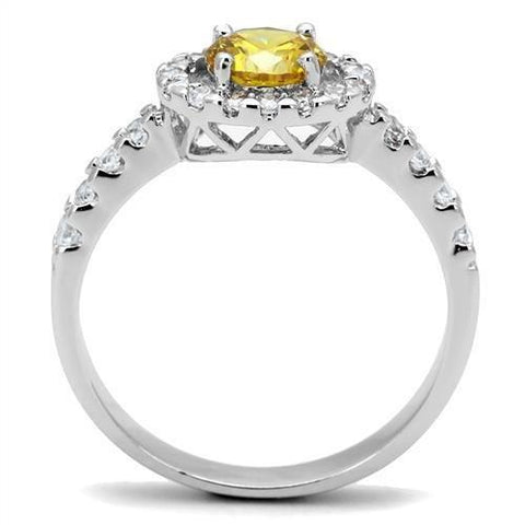 3W1362 - Rhodium Brass Ring with AAA Grade CZ  in Topaz