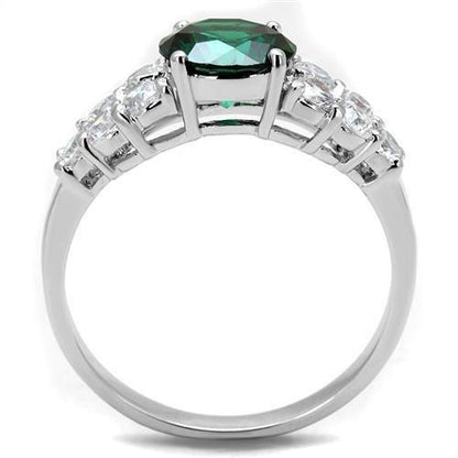 3W1364 - Rhodium Brass Ring with Synthetic Spinel in Emerald