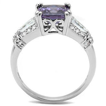 3W1365 - Rhodium Brass Ring with AAA Grade CZ  in Amethyst