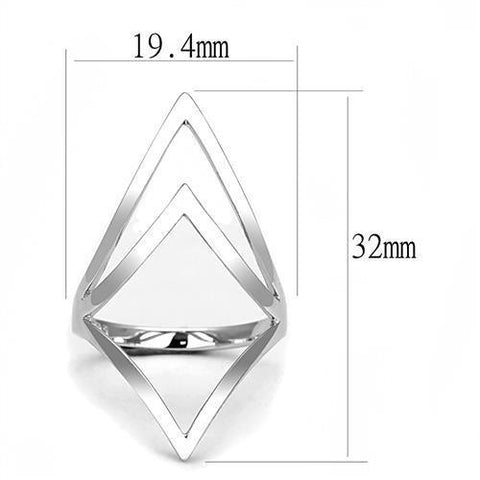 3W1382 - Rhodium 925 Sterling Silver Ring with No Stone