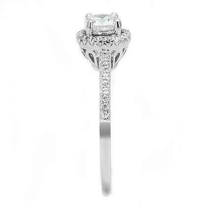 3W1386 - Rhodium 925 Sterling Silver Ring with AAA Grade CZ  in Clear
