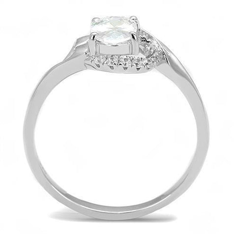 3W1388 - Rhodium 925 Sterling Silver Ring with AAA Grade CZ  in Clear