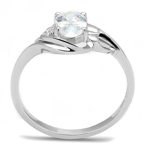 3W1388 - Rhodium 925 Sterling Silver Ring with AAA Grade CZ  in Clear