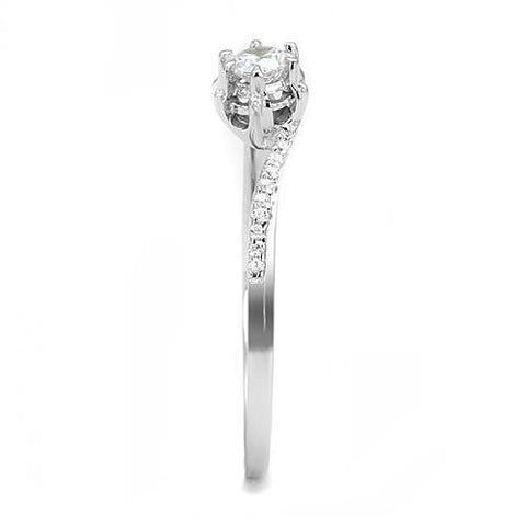 3W1392 - Rhodium 925 Sterling Silver Ring with AAA Grade CZ  in Clear