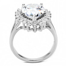 3W1435 - Rhodium Brass Ring with AAA Grade CZ  in Clear