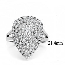 3W1436 - Rhodium Brass Ring with AAA Grade CZ  in Clear