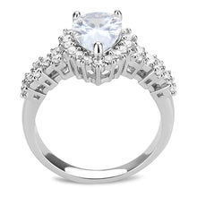 3W1442 - Rhodium Brass Ring with AAA Grade CZ  in Clear