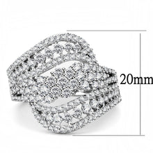 3W1445 - Rhodium Brass Ring with AAA Grade CZ  in Clear