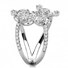 3W1447 - Rhodium Brass Ring with AAA Grade CZ  in Clear