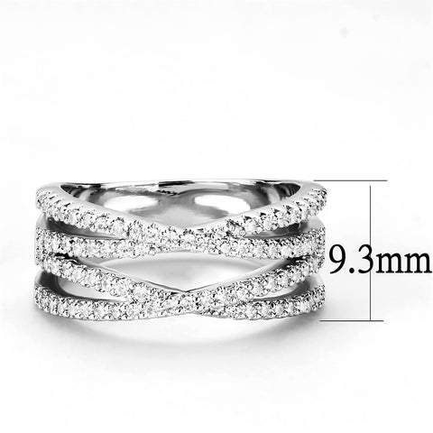 3W1450 - Rhodium Brass Ring with AAA Grade CZ  in Clear